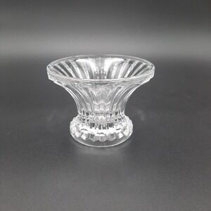 Vintage Clear Glass‎ Double Sided Candle Holder With Ribbed Design